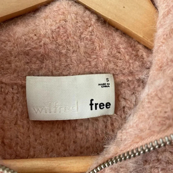 Aritzia Wilfred Free Gwyneth Wool Alpaca Cropped Quarter-Zip Knit Sweater Small - Picture 9 of 10